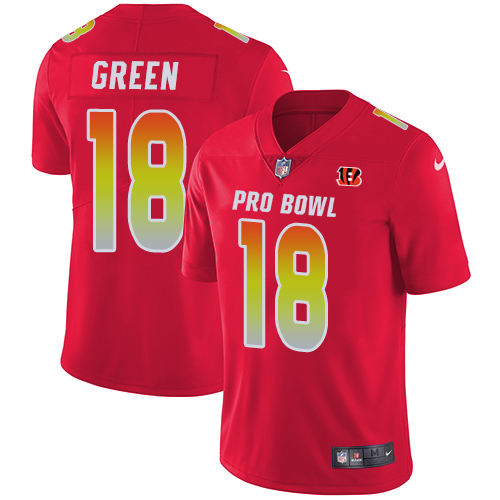 Nike Bengals #18 A.J. Green Red Men's Stitched NFL Limited AFC 2018 Pro Bowl Jersey - Click Image to Close